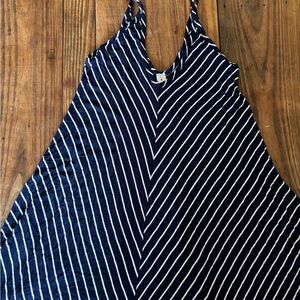 Striped Navy and White V-Neck Tank Dress